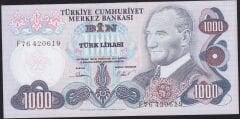 6.Emisyon 3.Tertip 1000 Lira F76 420619 Çilaltı