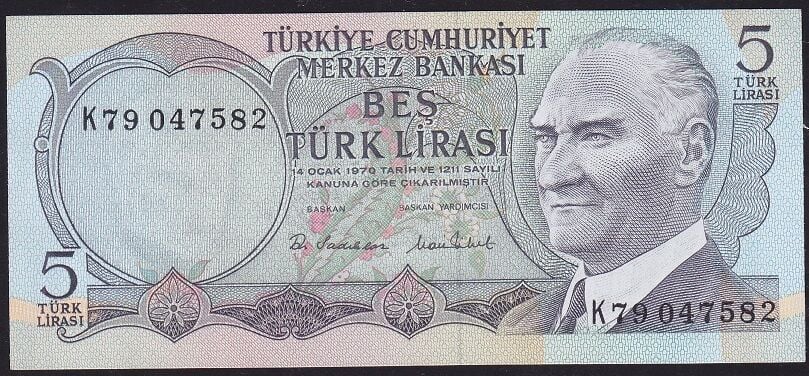 6.Emisyon 2.Tertip 5 Lira K79 0475XX Çil