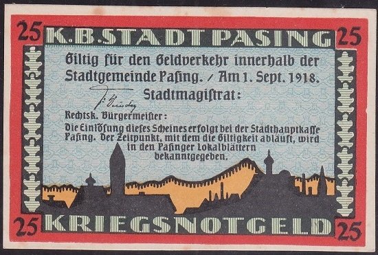 ALMANYA 25 PFENNİNG NOTGELD 1918 ÇİLALTI ÇİL
