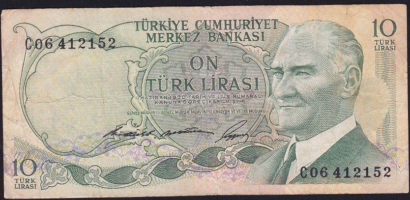 6.Emisyon 1.Tertip 10 Lira C06 412152 Çok Temiz