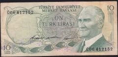 6.Emisyon 1.Tertip 10 Lira C06 412152 Çok Temiz