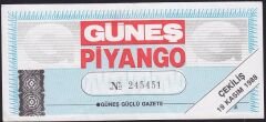 Güneş Eşya Piyango Bileti 19 Kasım 1988