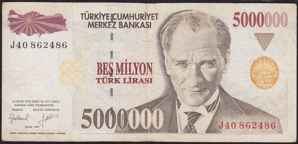 7.Emisyon 5 000 000 Lira J40 862486 Çok Temiz