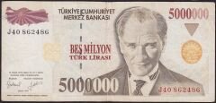 7.Emisyon 5 000 000 Lira J40 862486 Çok Temiz