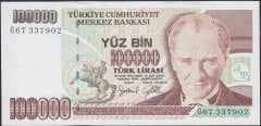 7.Emisyon 3.Tertip 100000 Lira G67 337902 Çilaltı Çil