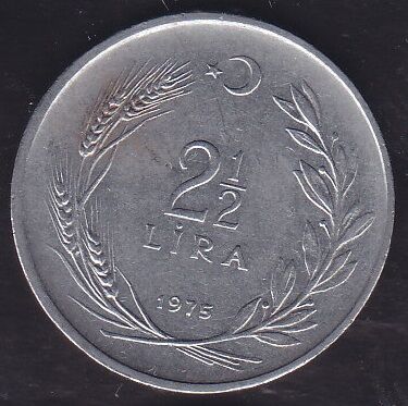 1975 Yılı 2.5 Lira Ters