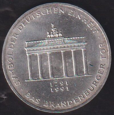 Almanya 10 Mark 1991 Gümüş (Brandenburg Kapısı 200. Yıldönümü)