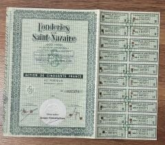 Hisse Senedi - Fonderies Saint Nazaire 1963 ( 33 X 27 cm )