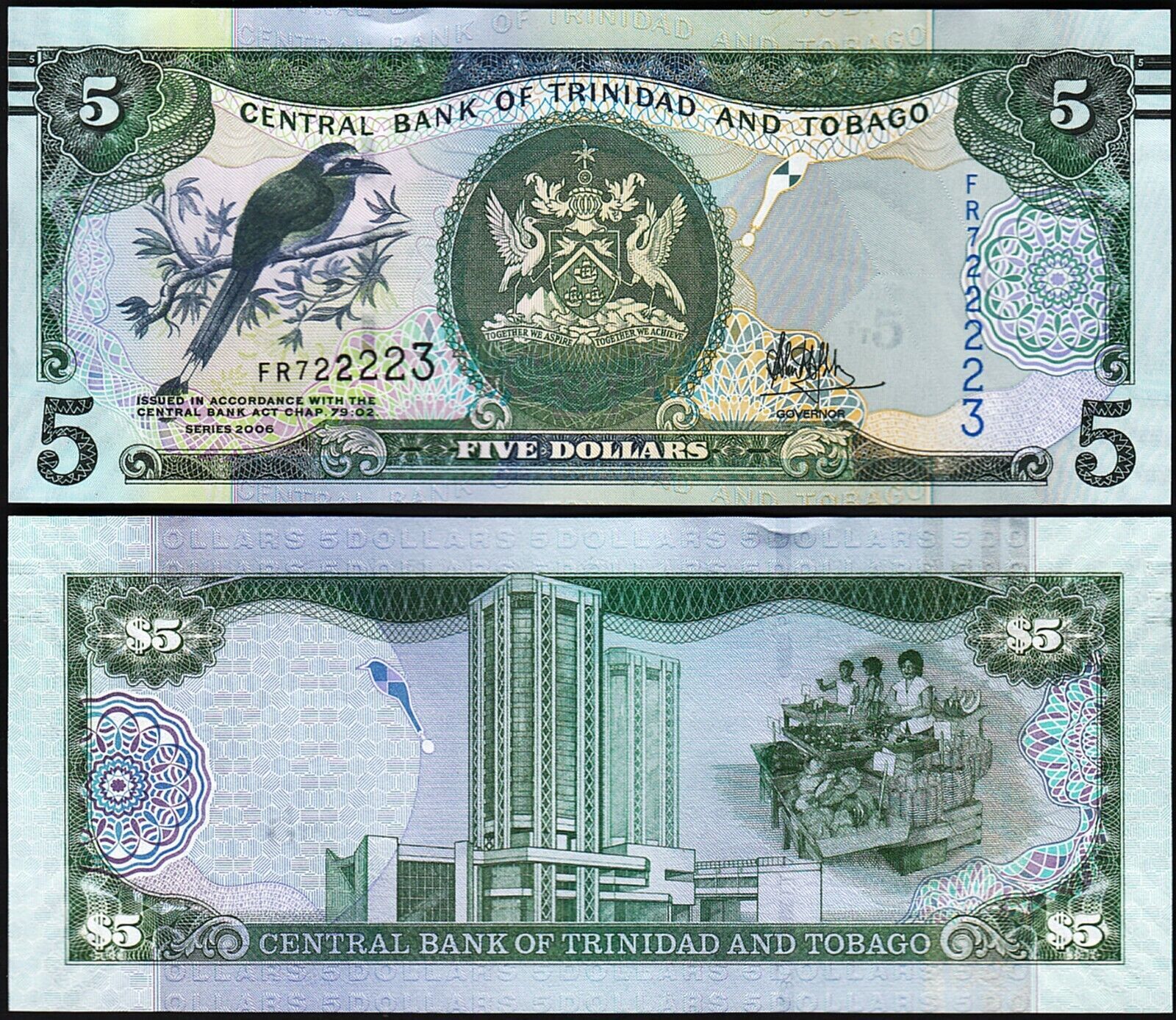 Trinidad Tobago 5 Dolar 2006 Çil Pick 47c