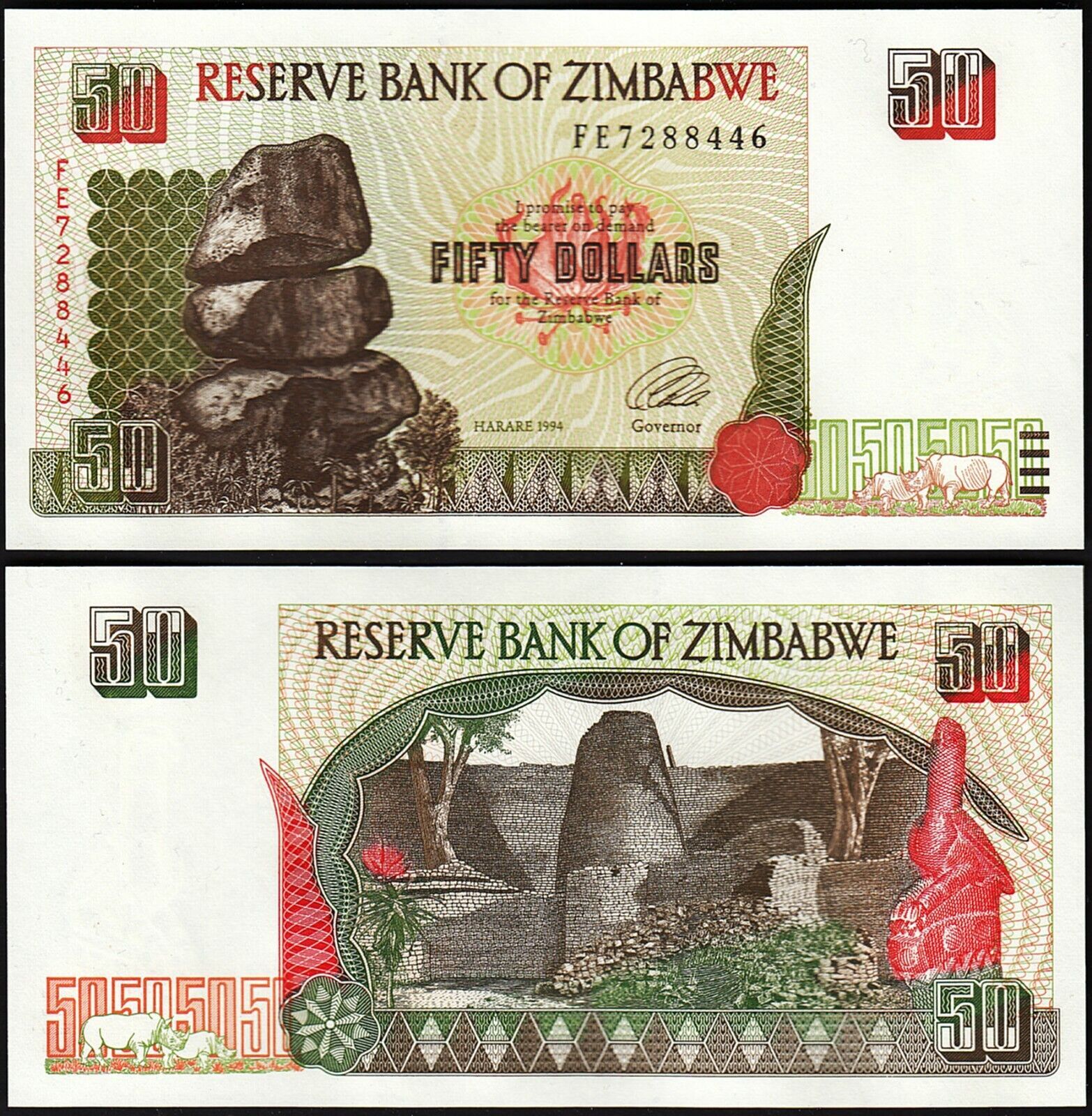Zimbabwe 50 Dolar 1994 Çil Pick 8