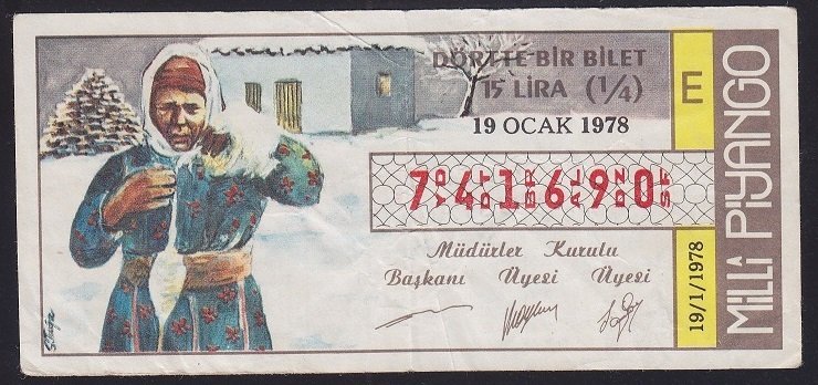 1978 19 OCAK ÇEYREK BİLET