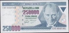 7.Emisyon 3.Tertip 250000 Lira I37 053741 Ççt