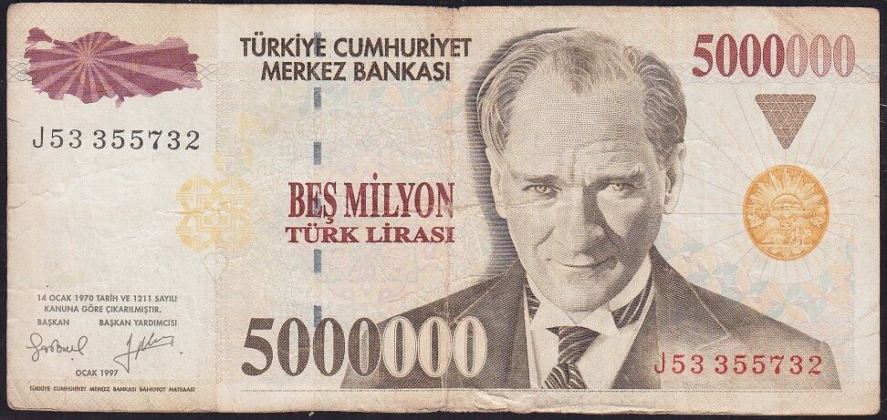 7.Emisyon 5 000 000 Lira J53 355732 Çok Temiz