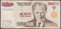 7.Emisyon 5 000 000 Lira J53 355732 Çok Temiz