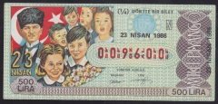 1986 23 NİSAN ÇEYREK BİLET N SERİSİ