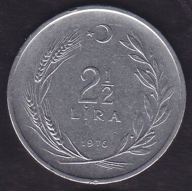 1976 Yılı 2.5 Lira Ters