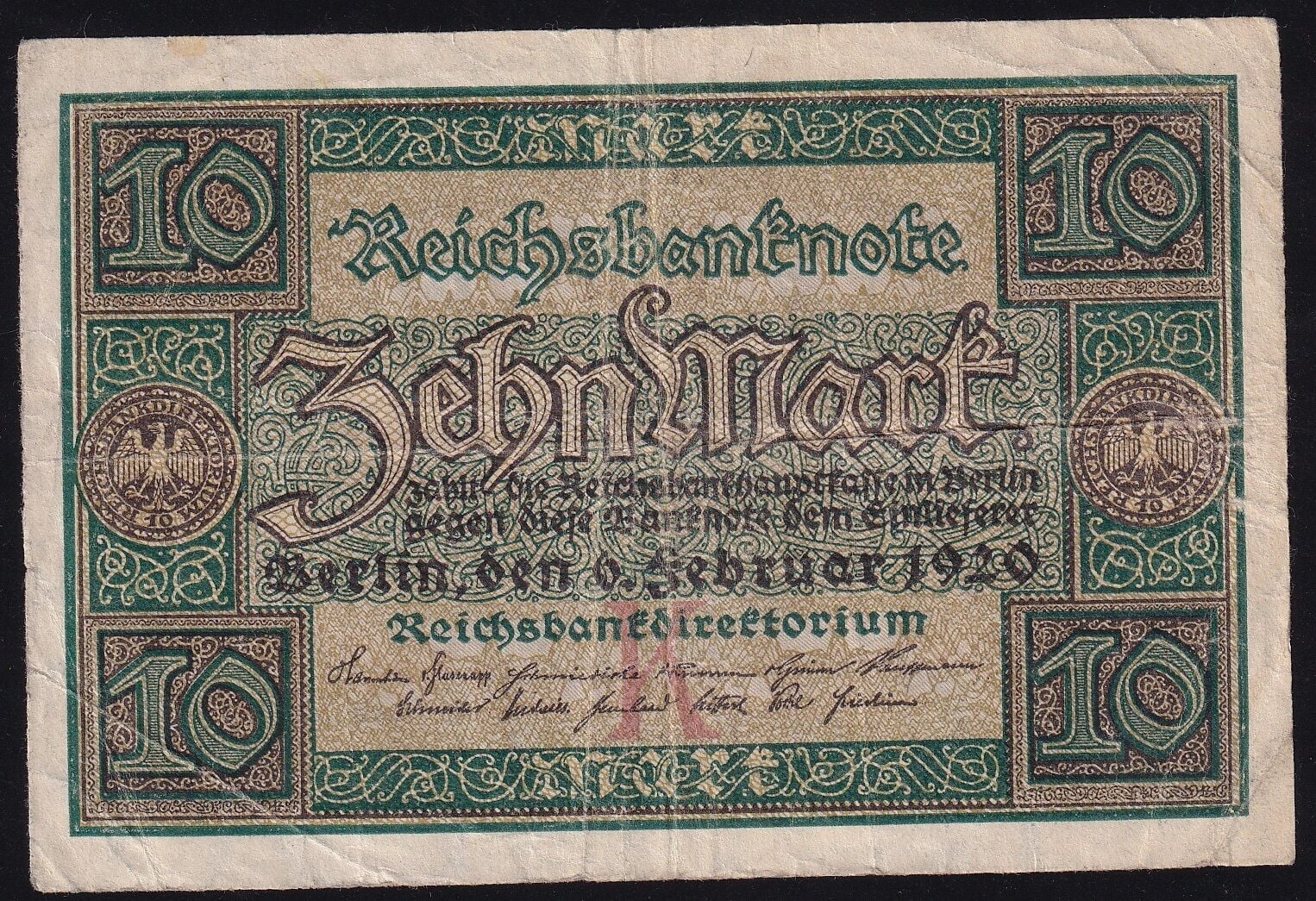 Almanya 10 Mark 1920 Çok Temiz+ ( Z Serisi )