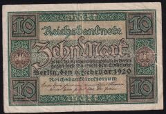 Almanya 10 Mark 1920 Çok Temiz+ ( Z Serisi )