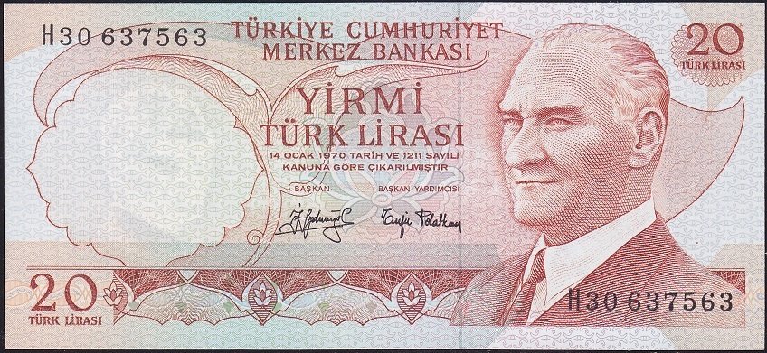 6.Emisyon 3.Tertip 20 Lira H30 637563 Çilaltı Çil