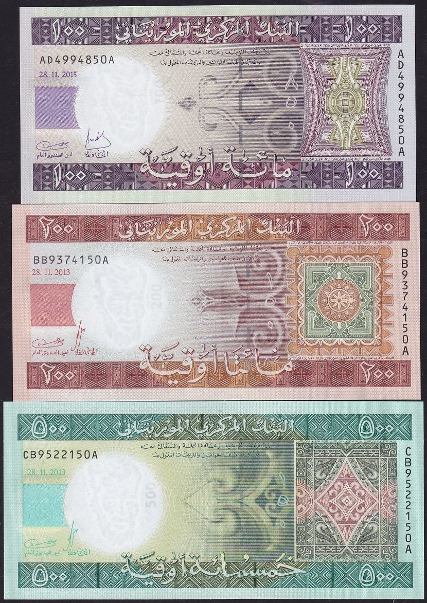 Moritanya 100-200-500 Ouguıya Seti Çil