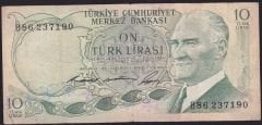 6.Emisyon 1.Tertip 10 Lira B86 237190 Çok Temiz