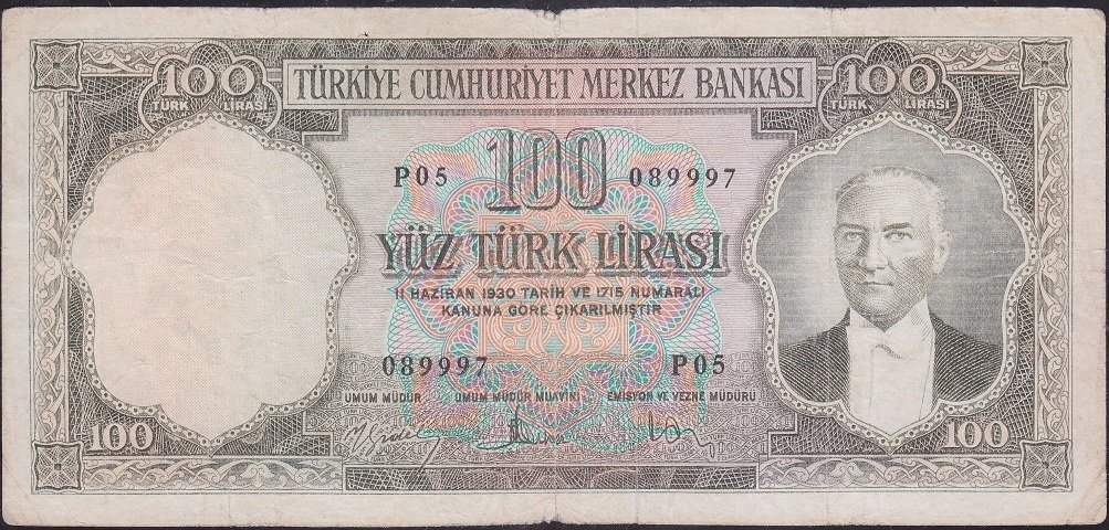 5.Emisyon 3.Tertip 100 Lira P05 089997 Çok Temiz