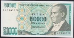 7.EMİSYON 2.TERTİP 50000 LİRA L46 483328 ÇİLALTI ÇİL