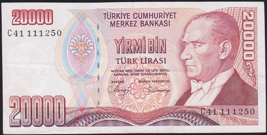 7.Emisyon 1.Tertip 20000 Lira C41 111250 Çok Temiz+