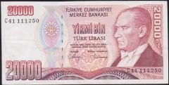 7.Emisyon 1.Tertip 20000 Lira C41 111250 Çok Temiz+