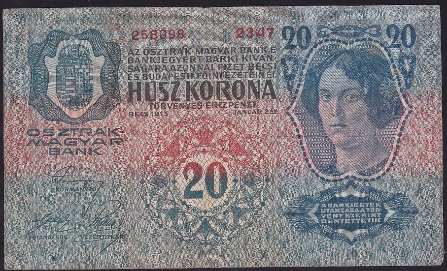 Avusturya Macaristan 20 Korona 1913 Çok Temiz
