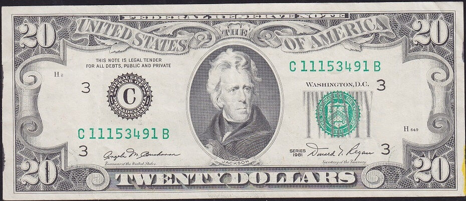 Amerika 20 Dolar 1981 Çok Temiz