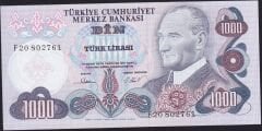 6.Emisyon 3.Tertip 1000 Lira F20 802761 Çilaltı Çil