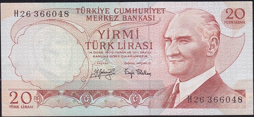 6.Emisyon 3.Tertip 20 Lira H26 366048 Ççt Çilaltı