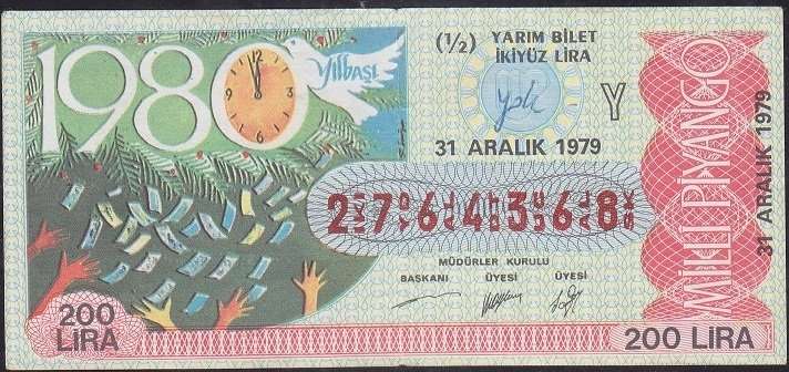 1979 31 Aralık Yarım Bilet - Y Serisi