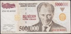 7.Emisyon 5 000 000 Lira J56 014082 Çok Temiz