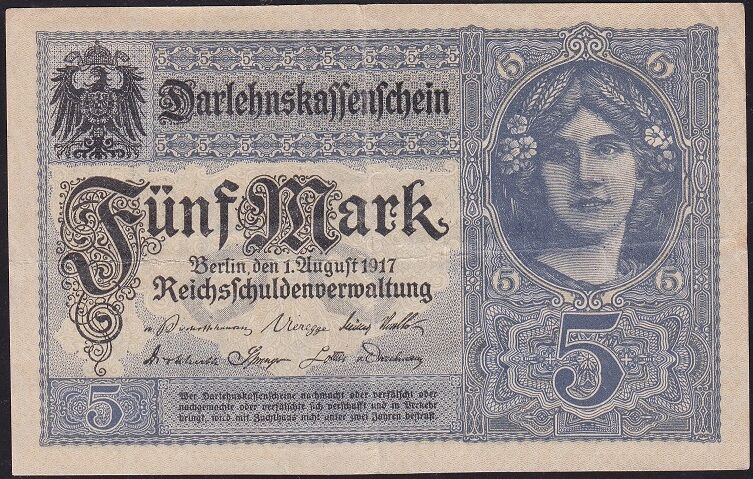 Almanya 5 Mark 1917 Çok Temiz+