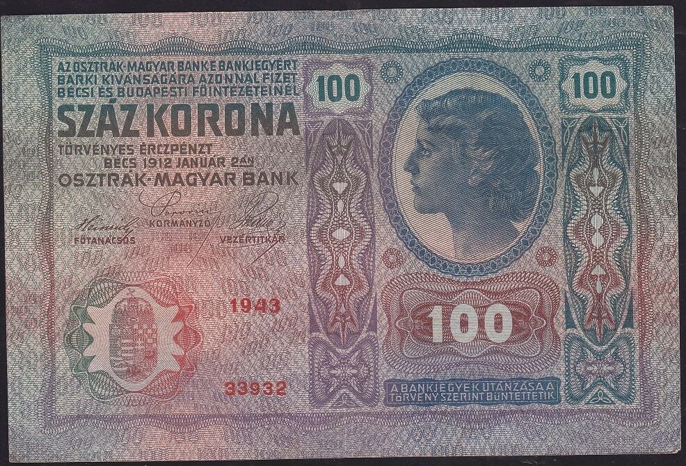 Avusturya Macaristan 100 Korona 1912 Ççt Çilaltı