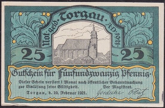 ALMANYA 25 PFENNİNG NOTGELD 1921 ÇİLALTI ÇİL