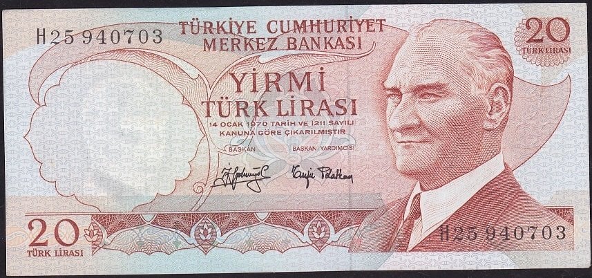 6.Emisyon 3.Tertip 20 Lira H25 940703 Çilaltı Çil