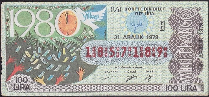 1979 31 Aralık Çeyrek Bilet - B Serisi