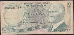 6.Emisyon 1.Tertip 10 Lira B63 135725 Çok Temiz