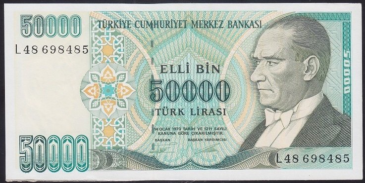 7.EMİSYON 2.TERTİP 50000 LİRA L48 698485 ÇİLALTI ÇİL