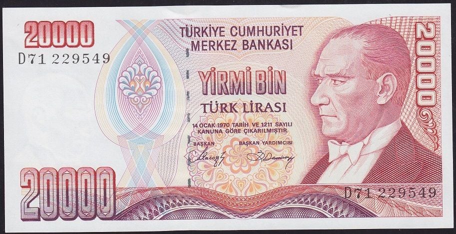 7.Emisyon 1.Tertip 20000 Lira D71 229549 Çil
