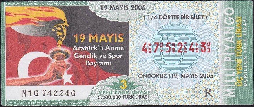 2005 19 Mayıs Çeyrek Bilet - R Serisi