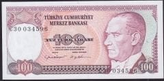 7.Emisyon 2.Tertip 100 Lira C30 034596 Çil