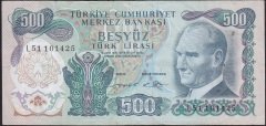 6.EMİSYON 2.TERTİP 500 LİRA L51 101425 HALİYLE