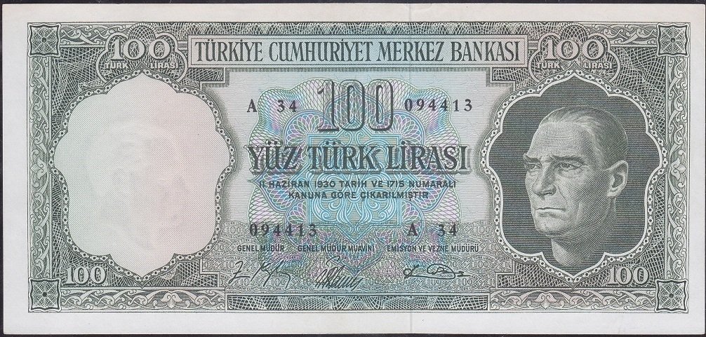 5.Emisyon 5.Tertip 100 Lira A34 094413 Çilaltı ( Açıklamayı Okuyunuz)