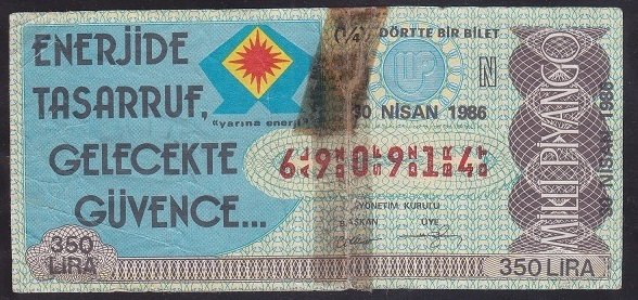 1986 30 NİSAN ÇEYREK BİLET N SERİSİ