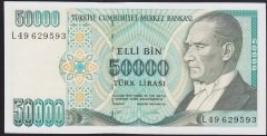 7.EMİSYON 2.TERTİP 50000 LİRA L49 629593 ÇİLALTI ÇİL