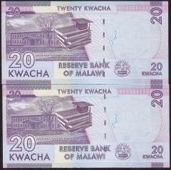 Malawi 20 Kwacha 2020 Seri Takipli Çil 1999 - 2000